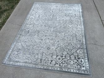 Silver/Gray Oriental Style Area Rug (5’x7’)