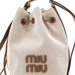 canvas and leather, bucket bag, single - shoulder/cross - body bag, women's style, beige combined with brandy color(off152)47