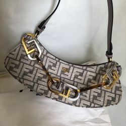 Ladies Fendi FF o’lock swing Dove Grey Top Handle Bag