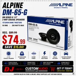 Alpine DM Series DM-65-G Car Speakers 1 Set 6 1/2 Inch 2-Way Coaxial System 🚨 Payment Options Available 🚨 No Credit Needed 🚨