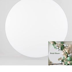 7.5ft White Round Backdrop Cover Pure White Circle Backdrops Baby Shower Wedding Gender Reveal Birthday Party Decorations Cake Table Banner Artistic P