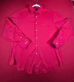 Arrow Fitted Stretch Red Long Sleeve Button Front Dress Shirt