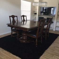 DINING TABLE WITH 4 DINING CHAIRS, DARK BROWN