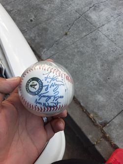 Oakland A's team autographed baseball