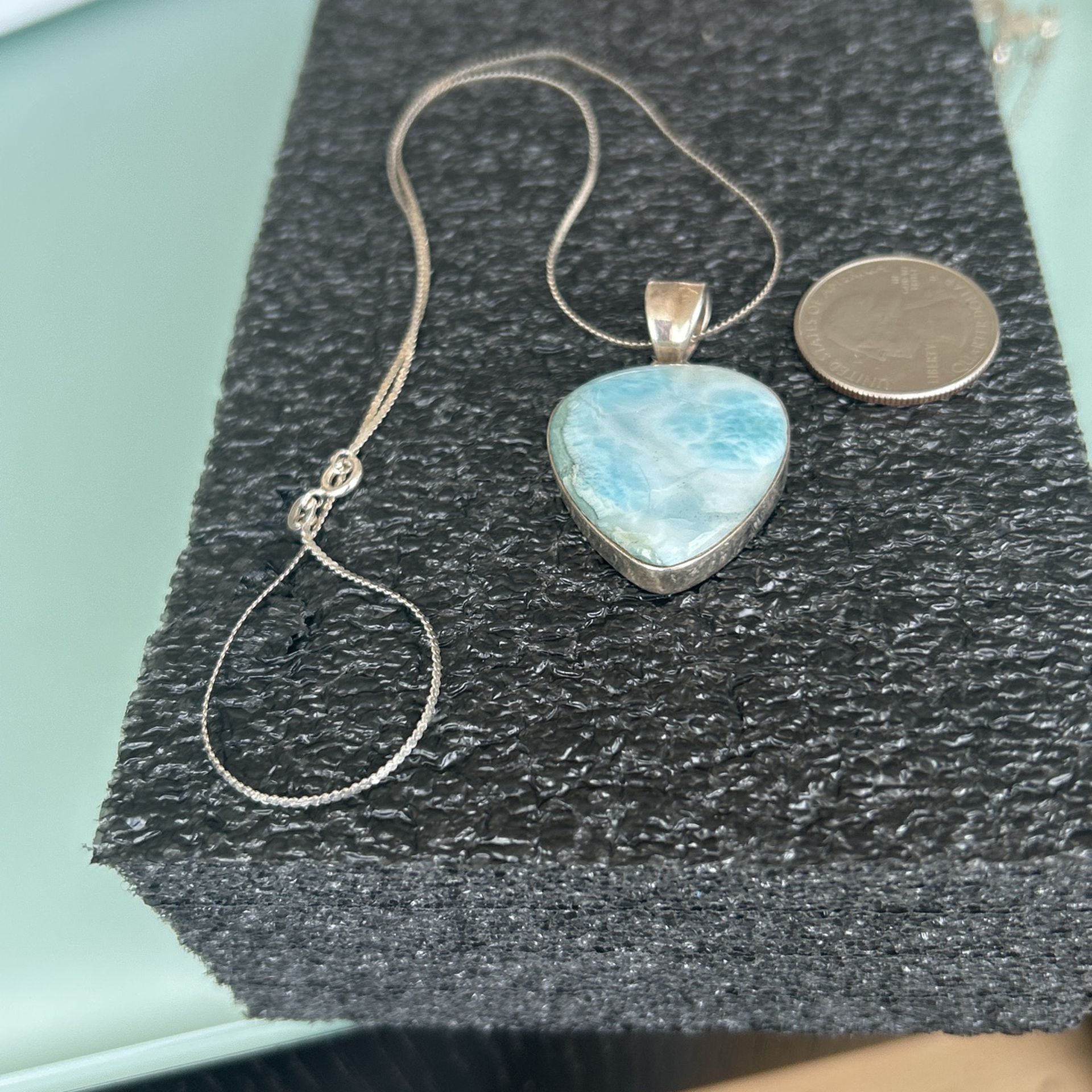 Sterling Silver Natural Larimar Necklace