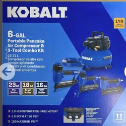 Kobalt 6-Gallon Pancake Air Compressor and (3) tool kit