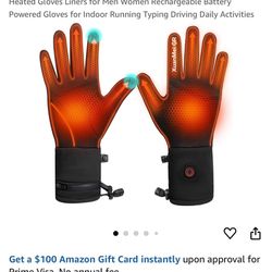 Heated Gloves Liners for Men Women Rechargeable Battery Powered Gloves for Indoor Running Typing Driving Daily Activities