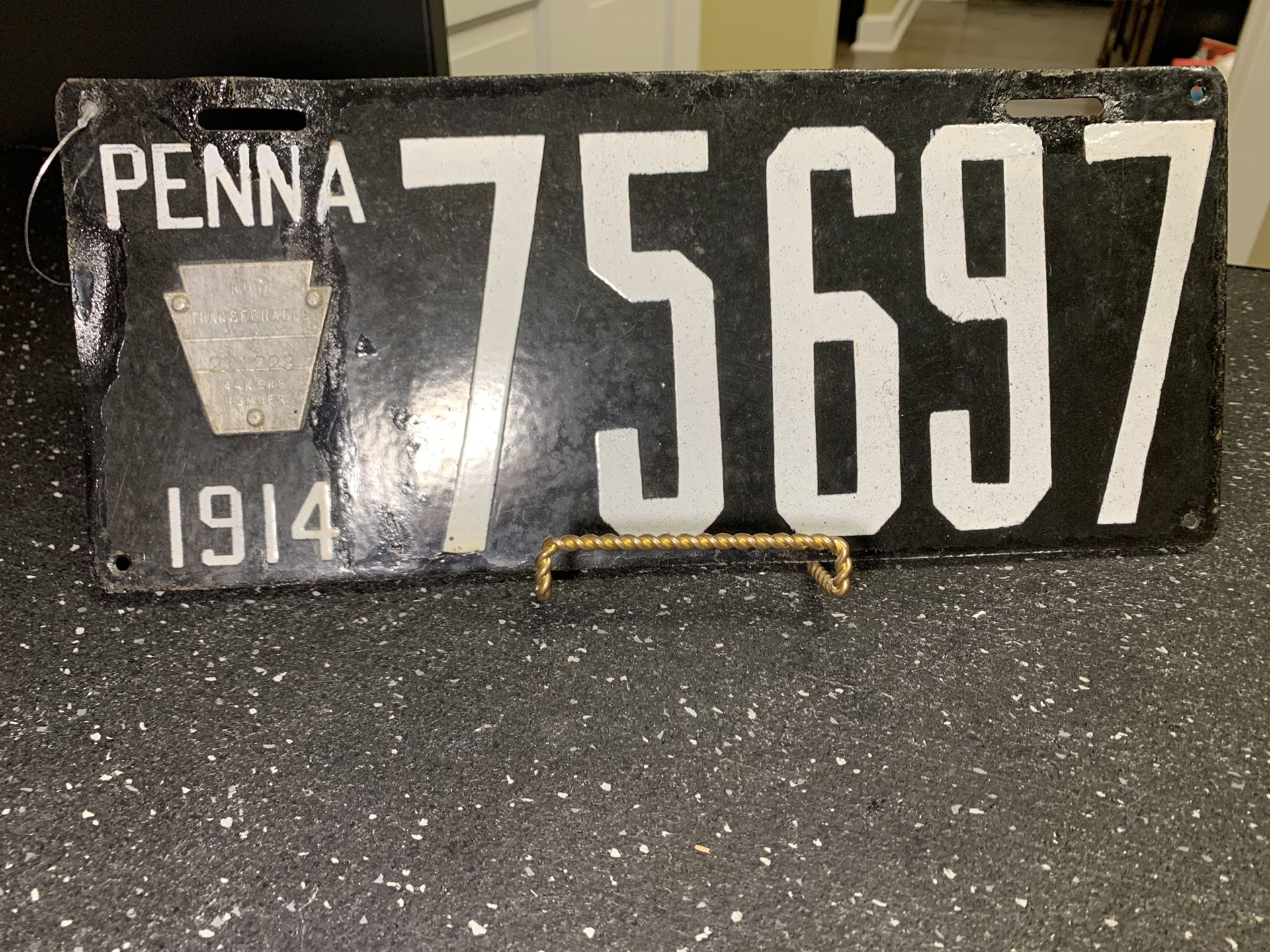 Penna 1914 Porcelain Vintage Car Tag