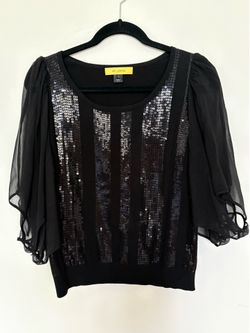 St John Blouse Black Sequin Medium