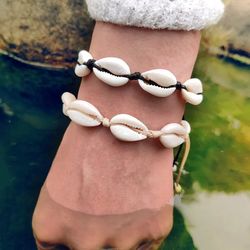 Seashell Bracelet For Women Handmade Boho Jewelry, Summer Beach Wrap Bangle