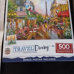 500 piece jigsaw puzzle travel diary "Parisian Charm" 
Bonus poster included by master pieces