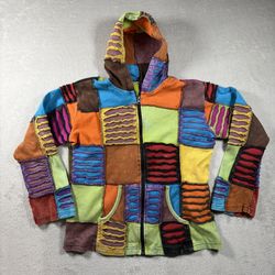 Rising International “like” Size S/M Boho Patchwork Full Zip Hoodie Jacket #438