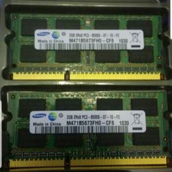 Two Samsung RAM Memory Modules of 2GB each