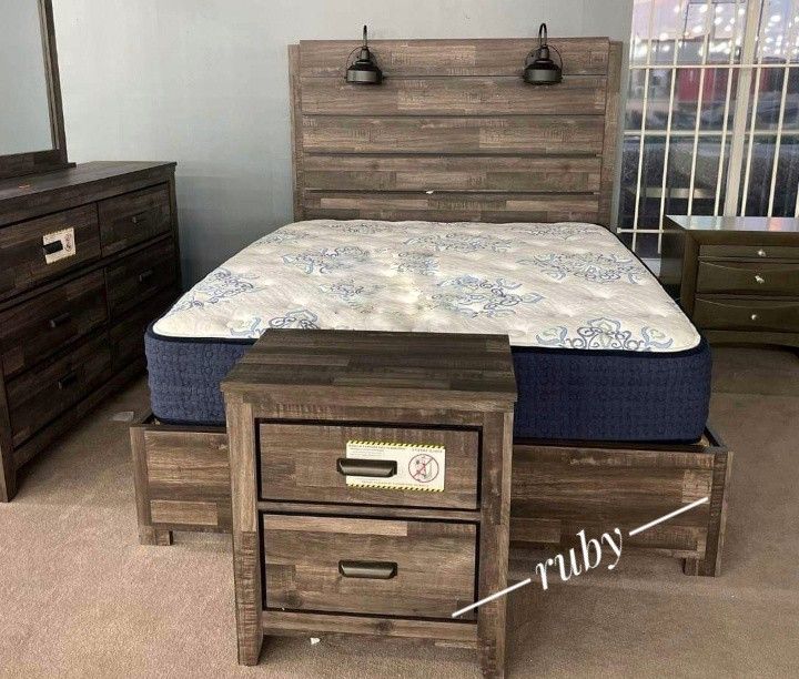 Brand New | Drystan Queen Multi Gray Bedroom Furniture Set Dresser, Mirror, Chest, Nightstand Available| 39$ Down Payment @ Fastest Delivery 🚚