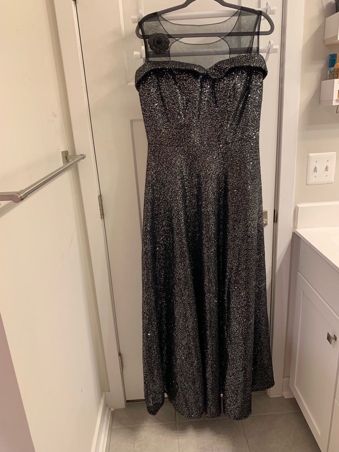 New Black Sequin Gown