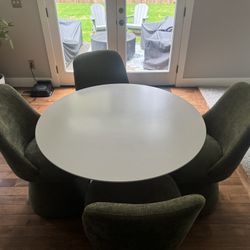 Room And Board Round White Wood Dining Table 