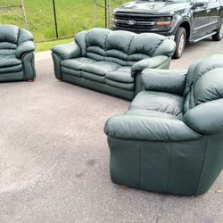 Leather Couch Loveseat and Chair Set 