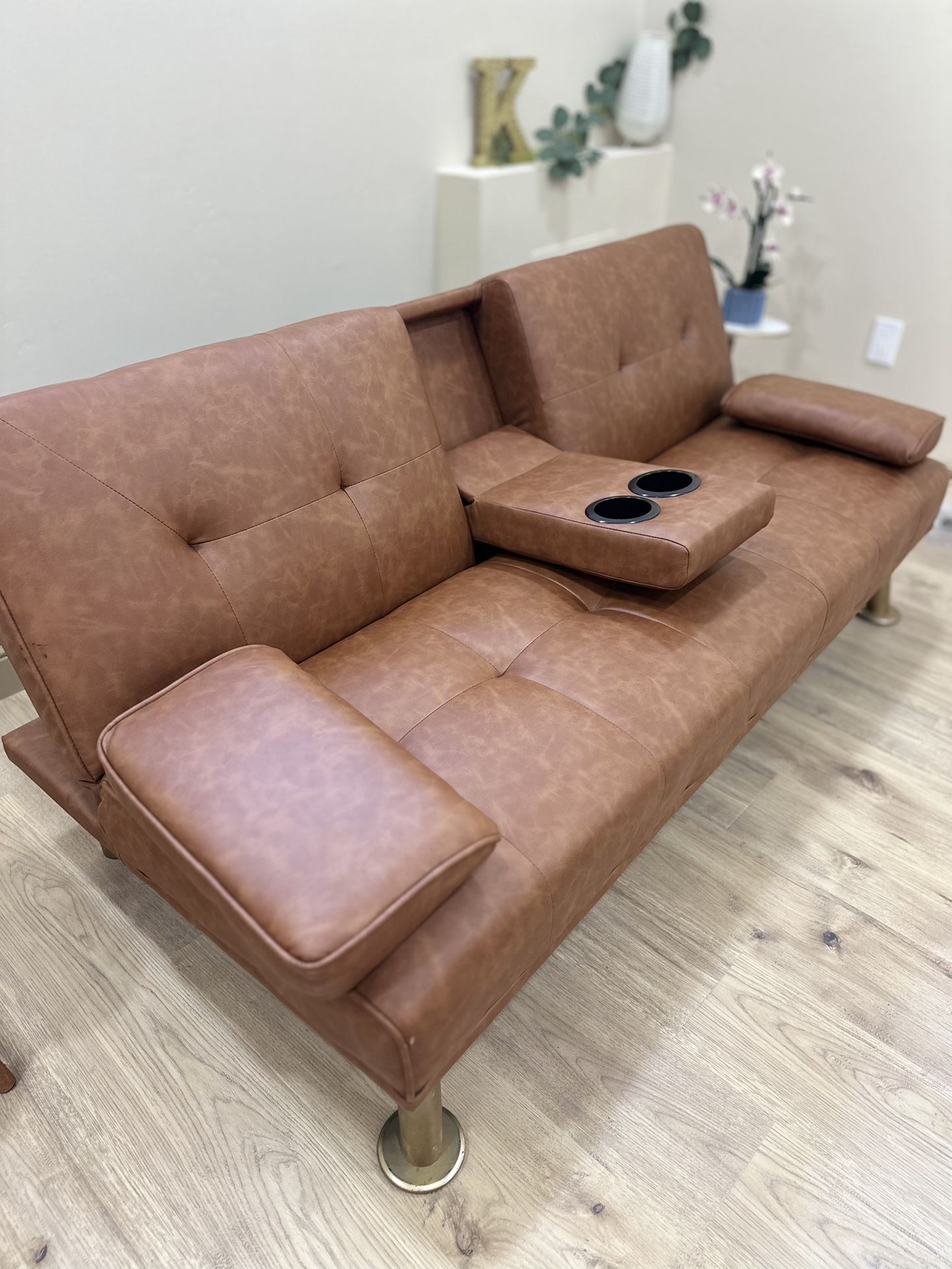 Futon Couch with Cup Holders