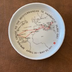 CARIBBEAN CRUISE TS HANSEATIC 1971 CRUISE BOAT LINER SHIP ROUTE TIP TRAY COLLECT