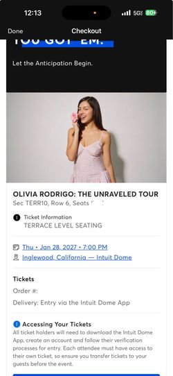 Olivia Rodrigo 2 tickets  1/28/27