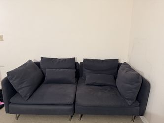 Charcoal Gray Modular Loveseat – 2 Deep-Seat Sections, Reconfigurable | Moving Sale