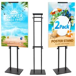VAIIGO 2Pack Poster Stand For Display, Heavy Duty Floor Standing Sign Holder, Double-Sided Poster Board Stand, Adjustable Height Up To 80 Inch, Outdoo