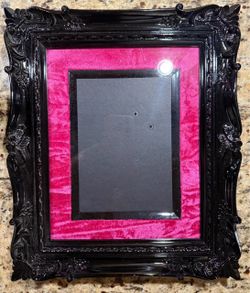 Black Ornate Picture Frame with Pink Velvet Mat