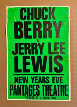CHUCK BERRY JERRY LEE LEWIS 1986 CONCERT POSTER 15”x 23”
