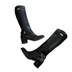 Coach Stacy Black Leather Equestrian Knee High Riding Boots