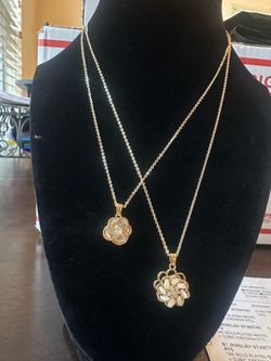 2 14K played gold necklaces