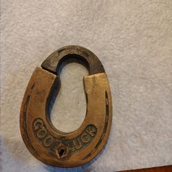 Antique Brass "Good Luck" Horseshoe Padlock