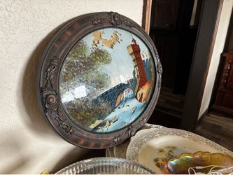 Bubble glass frames painted on inside  early 1900s