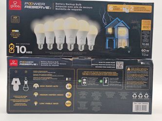 Globe Electric LED Battery Backup Power Outage Bulb, 6 Pack with free 6 bulbs set of Feit Classic Glass Dedign