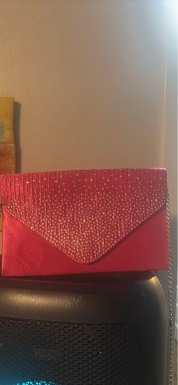 Red Rhinestone Evening Clutch Bag