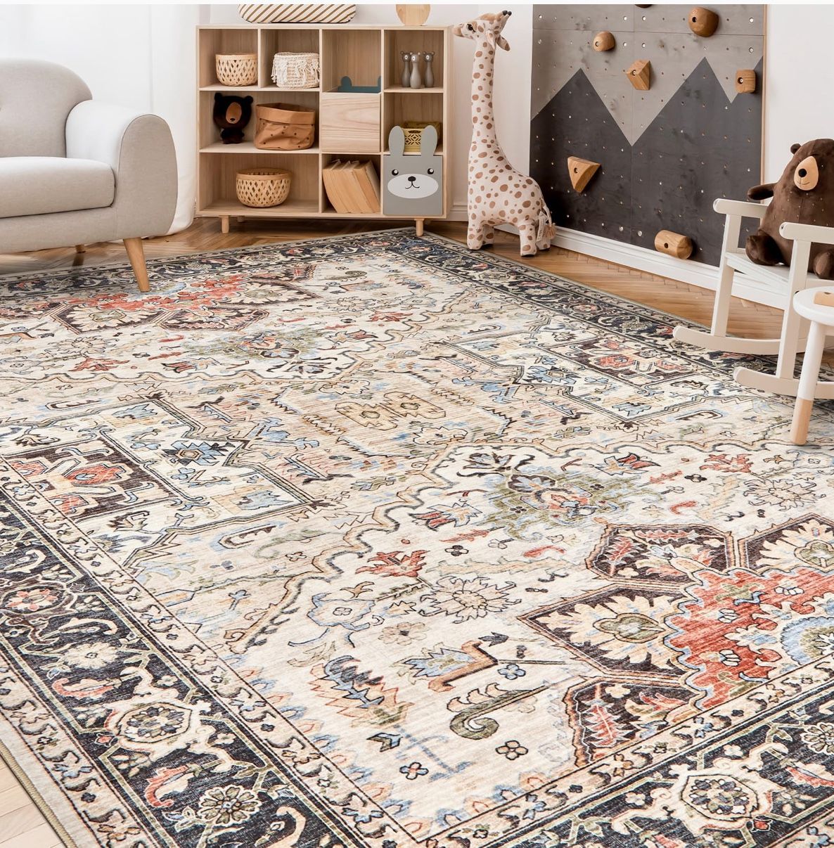 "NEVER USED" Oriental Vintage Floral Distressed Rug (9' x 12')