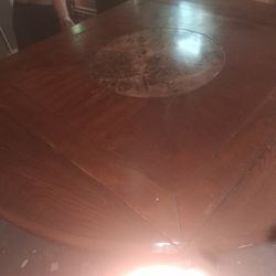 Antique Dining Room Table With Marble Centerpiece That Spins