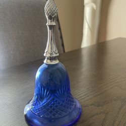 Vintage AVON 1976 Empty Cobalt Blue Glass Bell Shape Perfume Bottle - Moonwind