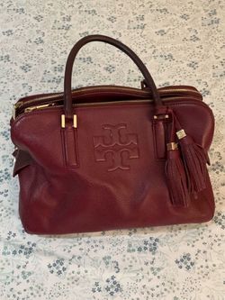 Tory Burch Burgundy Leather Satchel Handbag