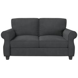 New in box Upholstered Loveseat With Rolled Arms And Extra Deep Seats, Dark Grey 