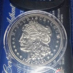 100th Anniversary Final Morgan Silver Dollar Coin with Certificate

