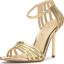 Jessica Simpson Women's Nuvire Heeled Sandal, Gold, 8.5