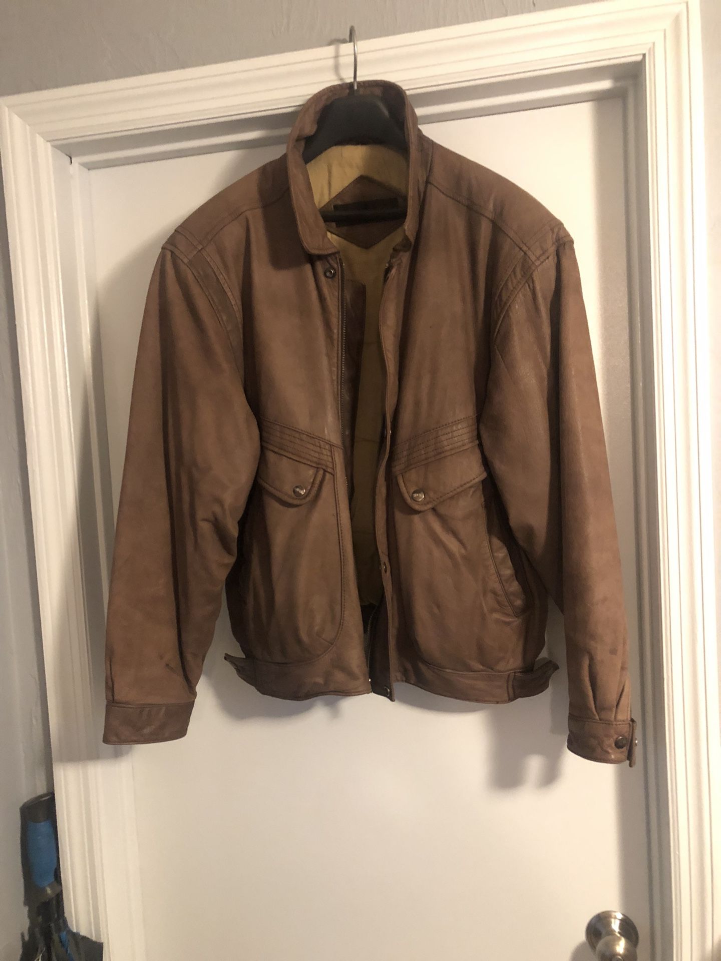 Vintage Mirage Brown Leather Bomber Jacket. XL