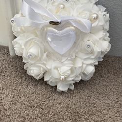 White Wedding Ring Pillow 