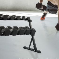 BalanceFrom 2-Tier Easy-Grab Dumbbell Rack Multi-Level Weight Storage Organizer for Home Gym, 600-Pound Capacity