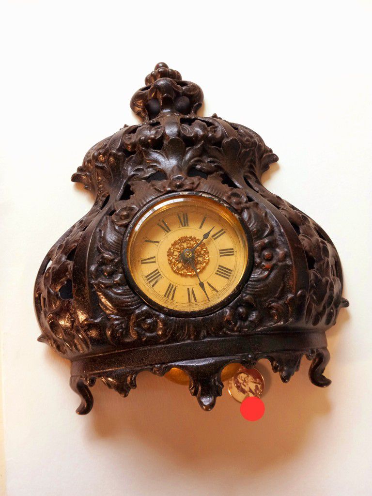 $50! Cool Antique Cast Iron Stove Clock, Works