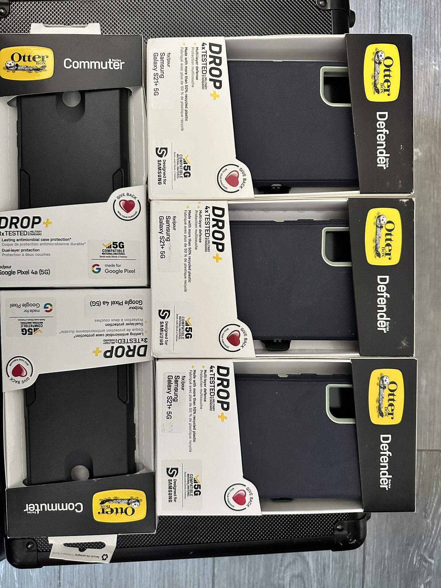 5 Otter Box Cases - Samsung Galaxy 21+ and Google Pixel 4A