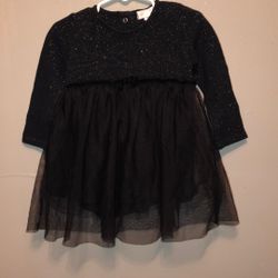 Zara Black Long-sleeve Sparkle Tulle Dress Toddler Size 2-3