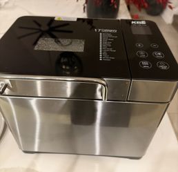 Stainless Steel Bread Machine Maker with Eco Ceramic Pan & 24 Pre-Set Functions