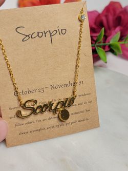 12 Constellation Zodiac Old English Letter Sign Pendant Necklace, Scorpio