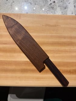 Yoshikane 210mm Japanese Chef Knife Gyuto (Ebony handle) & Walnut Magnetic Saya Sheath